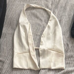 Zara Ivory Satin Halter Top